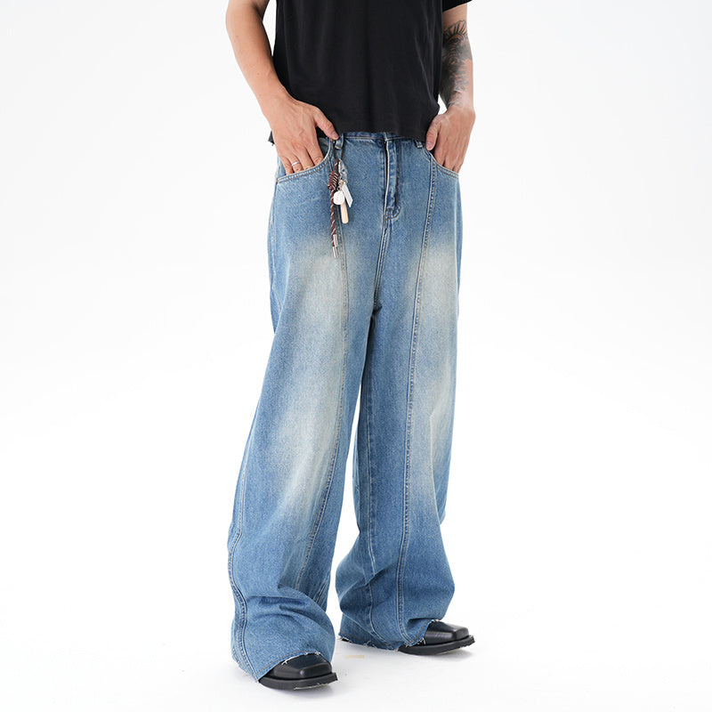 Cut Washed Vintage Washed Wide Leg Machete Jeans