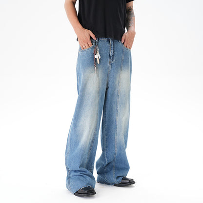 Cut Washed Vintage Washed Wide Leg Machete Jeans