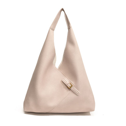 Fashionable Solid Color Soft Leather Underarm Bag Simple Large Capacity