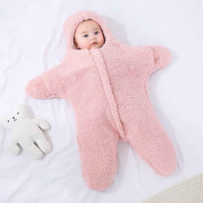 Baby Starfish Lamb Velvet Sleeping Bag Comfortable Newborn Baby Male And Female Baby Outing Winter Quilt Plus Cotton Thickening - MIQ Store