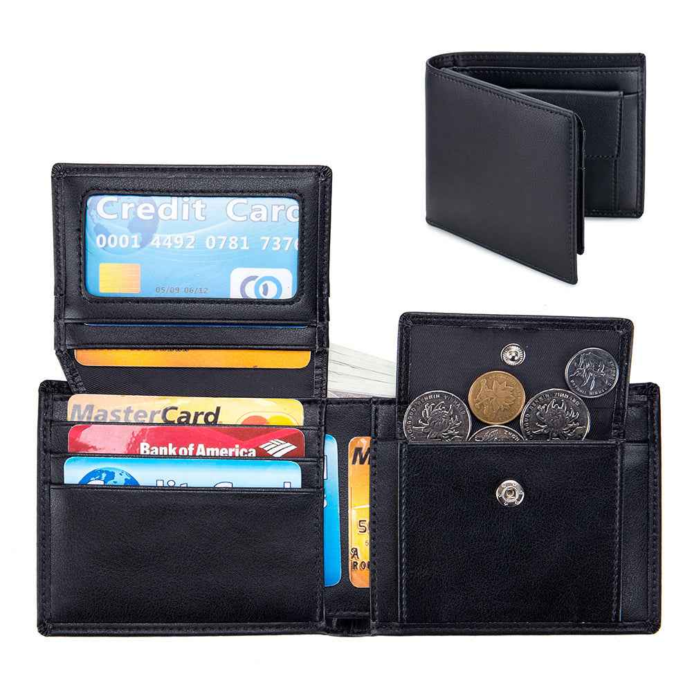 Soft Cowhide Trifold Wallet Men's Multi-functional