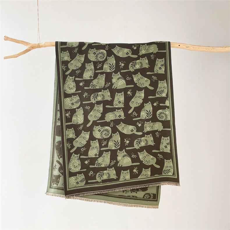 Cream Sweet Cat Artificial Cashmere Scarf Women's Autumn And Winter Korean Style