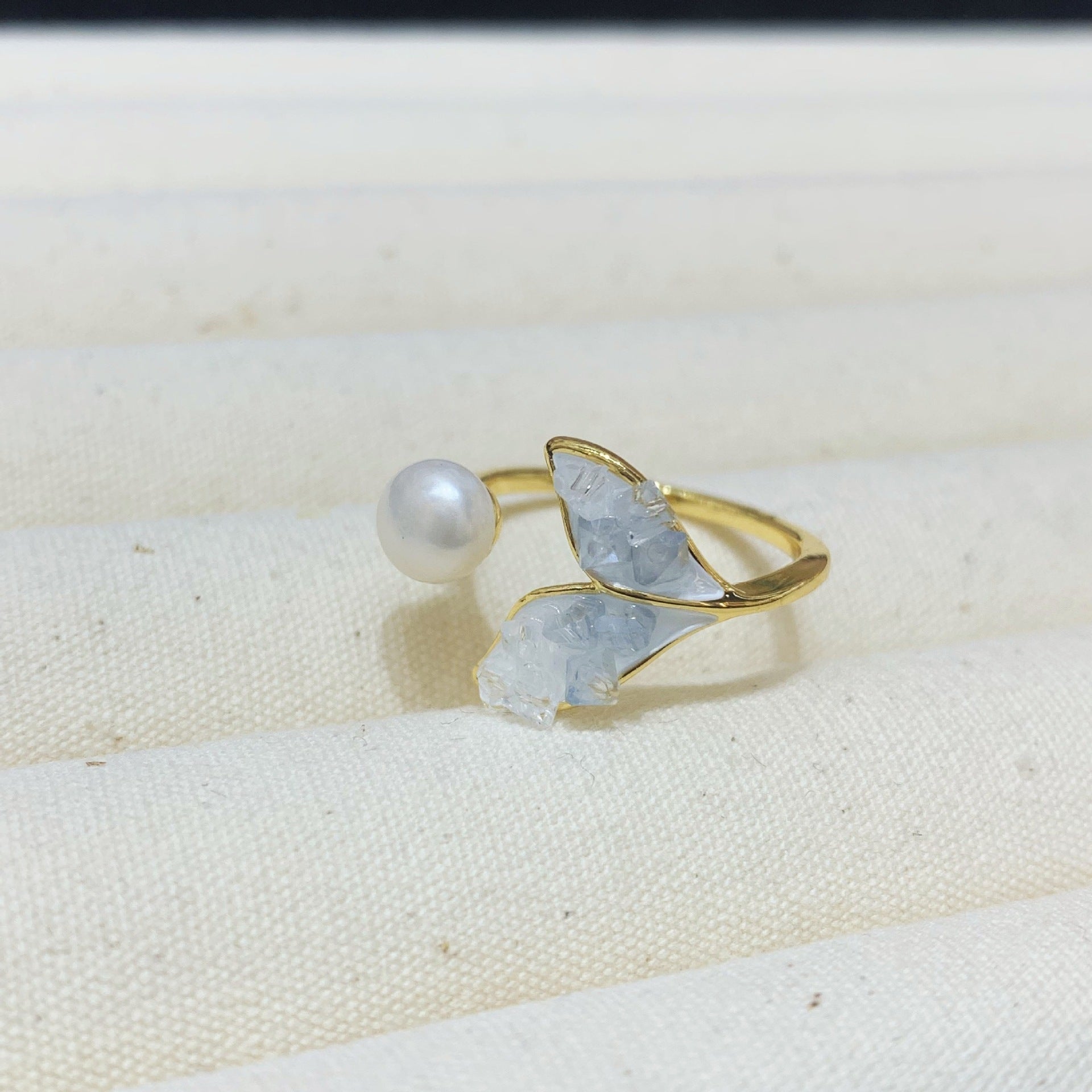 Fashion Freshwater Pearl Ring Colorful Painting Oil Flowers