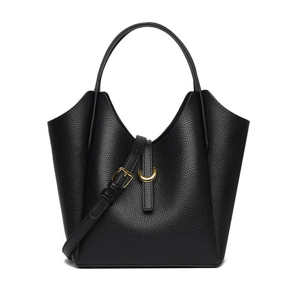 Genuine Leather Women's Large Capacity Hand Holding Bucket Bag