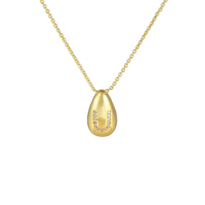 Glossy Water Drop 26 English Letter Pendant Copper-plated Gold Simple Pendant Female