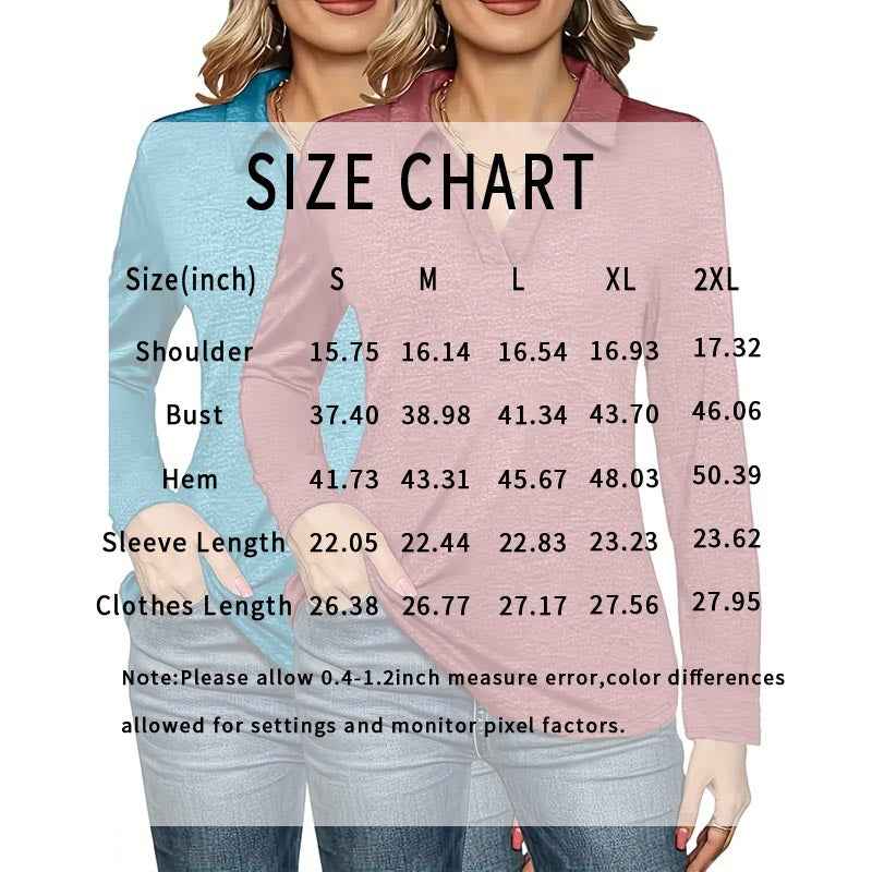 2 Packs Womens Polo Shirts Long Sleeve Business Casual Tops Collared V Neck Basic Tees Blouse