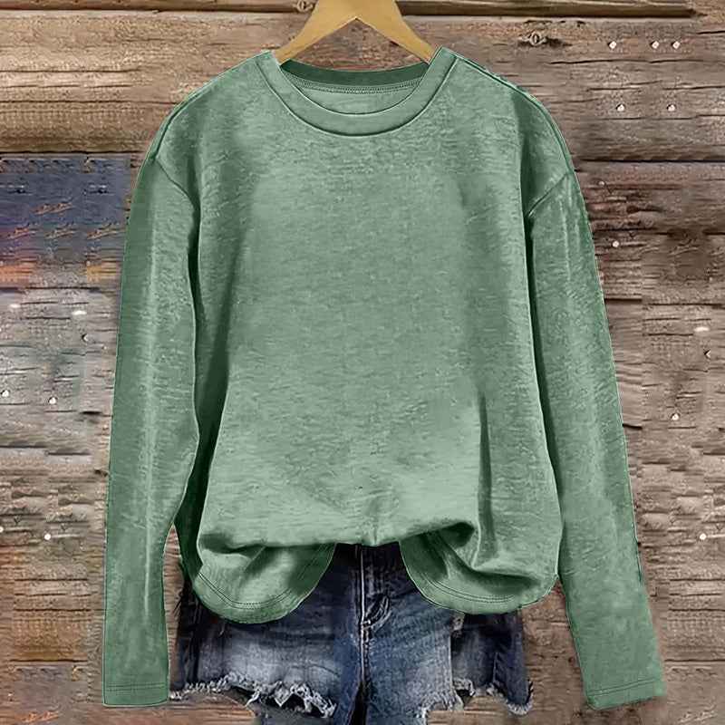 3 Pack Women's Solid Color Casual Set Round Neck Long Sleeve Tops For Spring&Fall