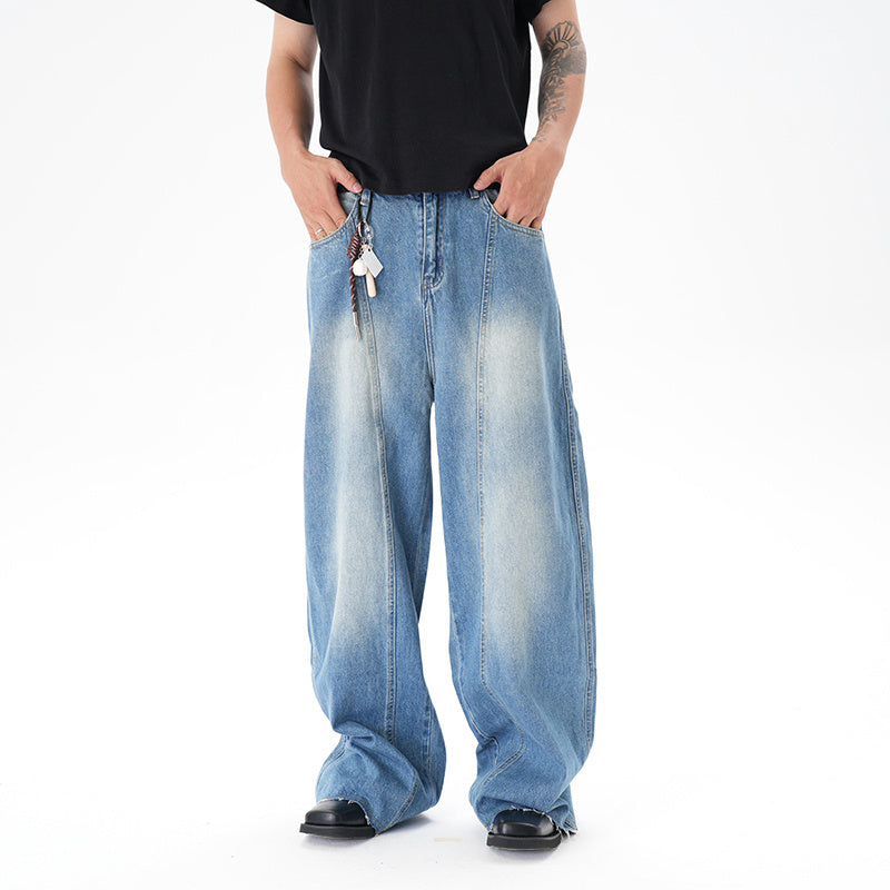 Cut Washed Vintage Washed Wide Leg Machete Jeans