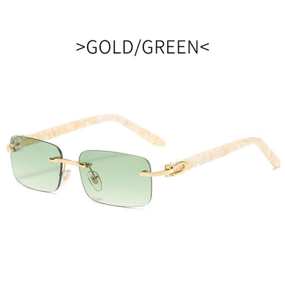 Small Square Frameless Acetate Sunglasses