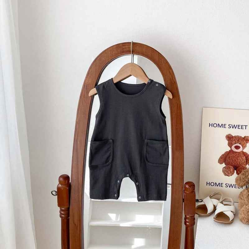 Summer Baby Jumpsuit Nordic Style Male And Female Baby Solid Color Sleeveless Vest - MIQ Store