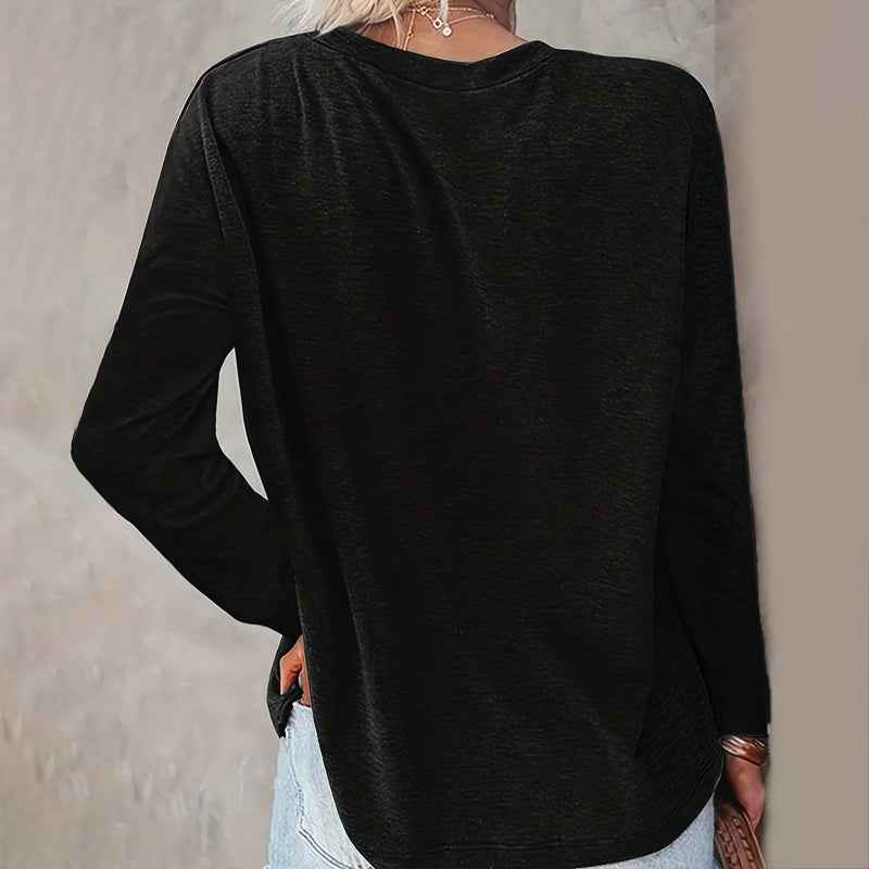 3 Pack Women's Solid Color Casual Set Round Neck Long Sleeve Tops For Spring&Fall