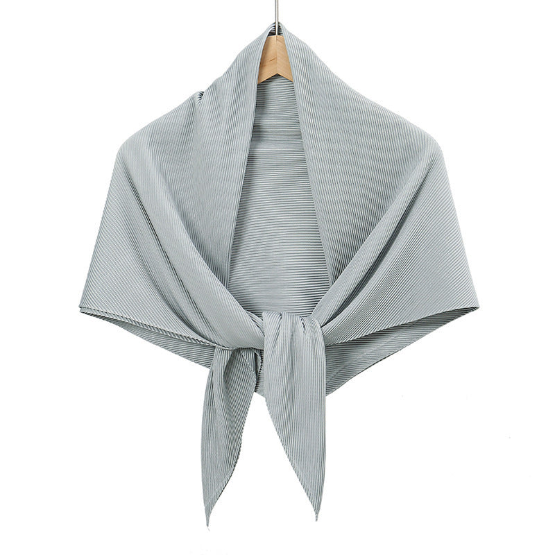 Solid Color Satin Crumpled Large Kerchief Fashion Scarf