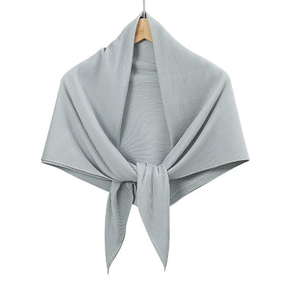 Solid Color Satin Crumpled Large Kerchief Fashion Scarf