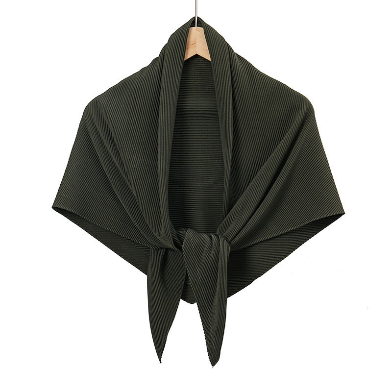 Solid Color Satin Crumpled Large Kerchief Fashion Scarf