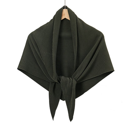 Solid Color Satin Crumpled Large Kerchief Fashion Scarf