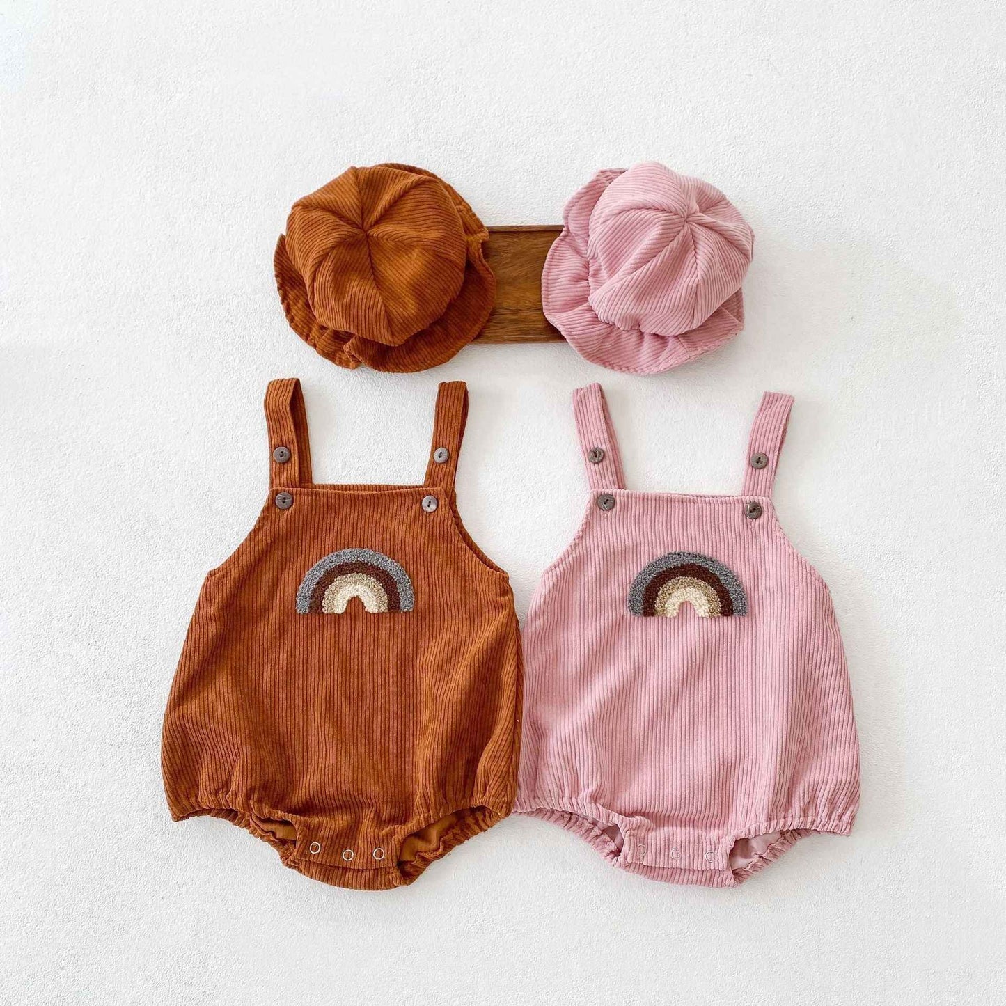 Male And Female Baby Corduroy Rainbow Sling Romper Bag Fart Clothes - MIQ Store