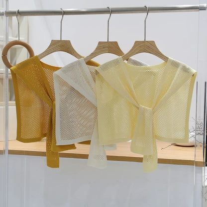 Knitted Shawl Matching Shirt Skirt Outer T-shirt Small Waistcoat