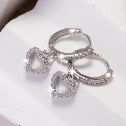 Retro Heart-shaped Pendant Ring Zircon Earrings Simple Style Pendant