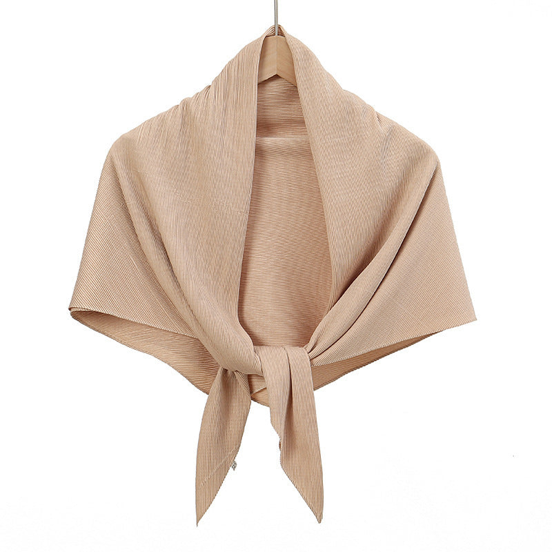 Solid Color Satin Crumpled Large Kerchief Fashion Scarf