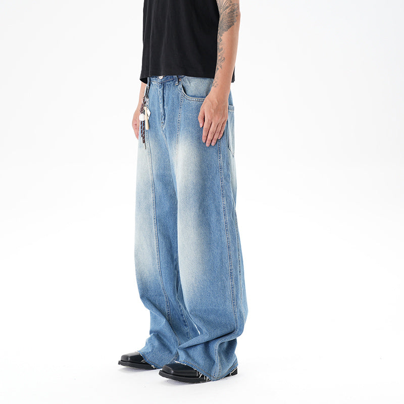 Cut Washed Vintage Washed Wide Leg Machete Jeans