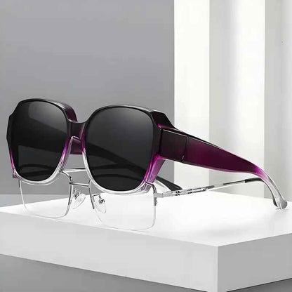 Dual-Use Clip-On Fashion Glasses - Crystals, Stylish Rectangular Design, Unisex, Driving Accessories, Eyewear Accessories-Selling On Temu Is Prohibited
