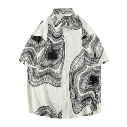 Summer Menswear Shirt Hong Kong Style Fashionable Temperament Short Sleeve