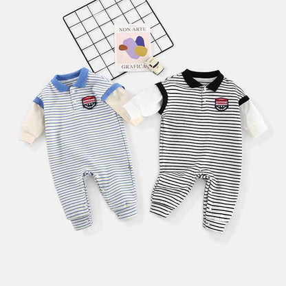 Baby Onesies Striped Male Baby Newborn Clothes Baby Autumn Clothes - MIQ Store