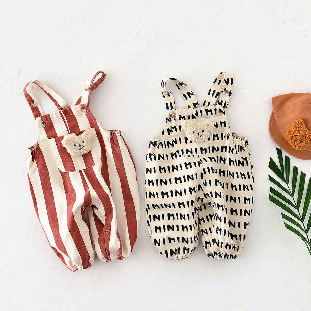 Male And Female Baby Striped Letter Bibs With Adjustable Shoulder Straps - MIQ Store