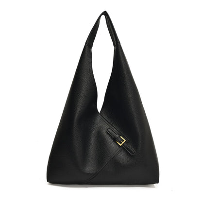 Fashionable Solid Color Soft Leather Underarm Bag Simple Large Capacity