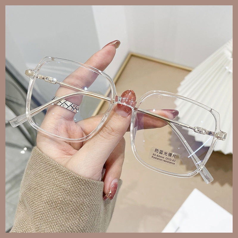 Big frame flat mirror net red frame glasses