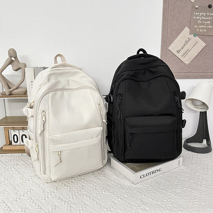 Women's Large Capacity Versatile Solid Color Schoolbag