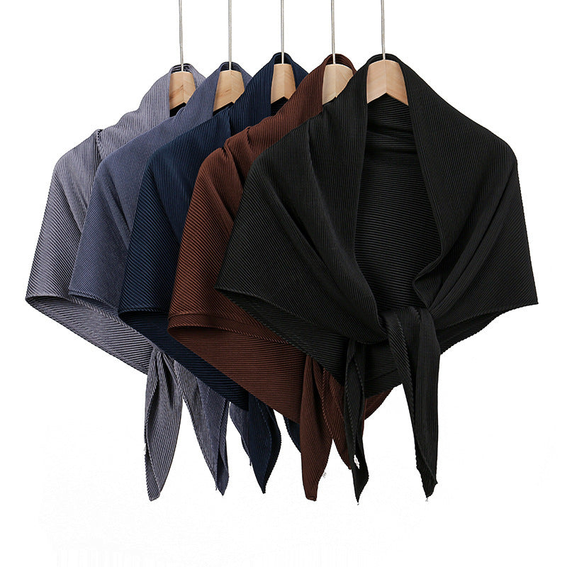 Solid Color Satin Crumpled Large Kerchief Fashion Scarf