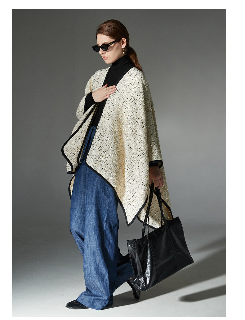 Wool Gold Silk Classic Style Shawl