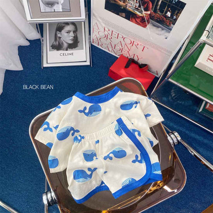 New Baby Cartoon Printing Suit Male And Female Baby