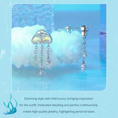 Original Colorful Jellyfish Tassel Stud Earrings