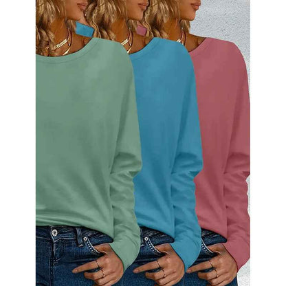 3 Pack Womens Plus Size Long Sleeve Shirts Crew Neck Basic Tee Tops Loose Fit Fall Outfits For Women 1X-5X