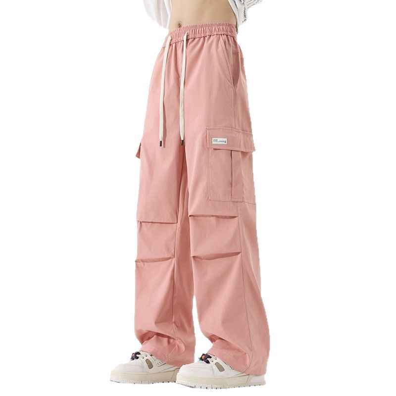 Couple American Retro High Street Fashionable Pleated Straight Cargo Pants