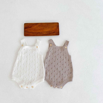 Male And Female Baby Hollow Strap Romper Knitted Wool Jumpsuit - MIQ Store