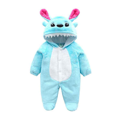 Baby Cow Hooded Crawling Clothes Flannel One Piece Clothes 0 1 Male And Female Baby Outerwear - MIQ Store