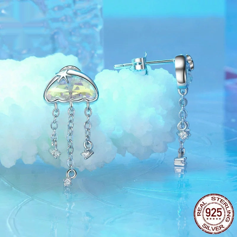 Original Colorful Jellyfish Tassel Stud Earrings