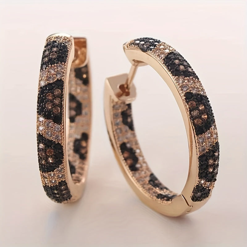 Leopard Print Ear Ring Micro Inlaid Zircon Popular Golden Earrings
