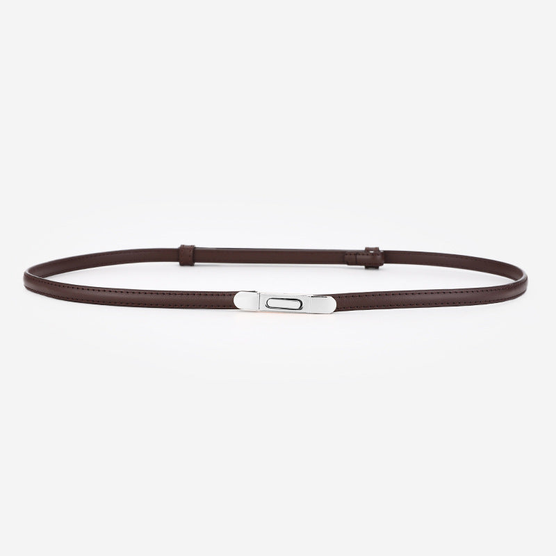 Women's Thin Genuine Leather Dress Simple Suit Coat Waist Belt