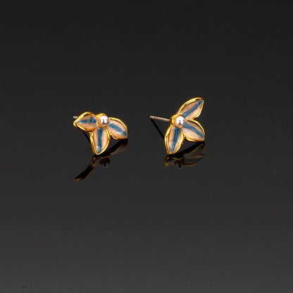 Hand-painted Leaf-shapepd Stud Earrings