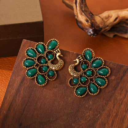 Glass Peacock Earrings Elegant High-grade Earrings
