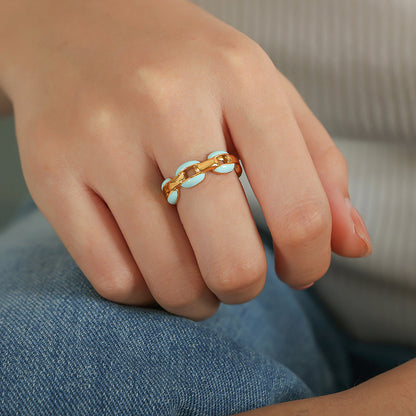 Niche Personalized Cold Style Geometric Dripping Titanium Steel Gold-plated Ring