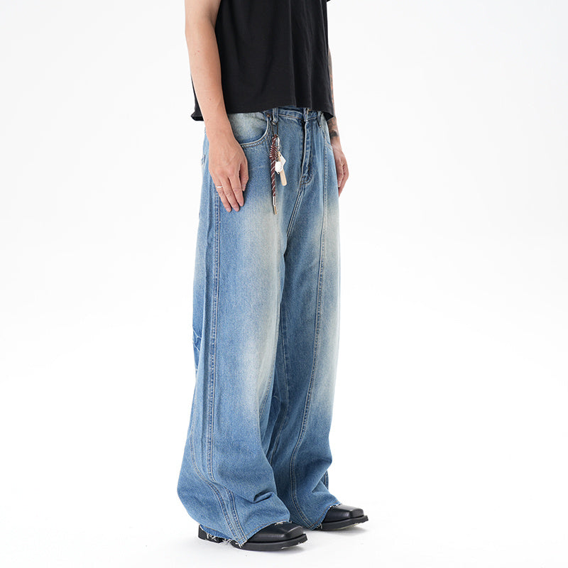 Cut Washed Vintage Washed Wide Leg Machete Jeans