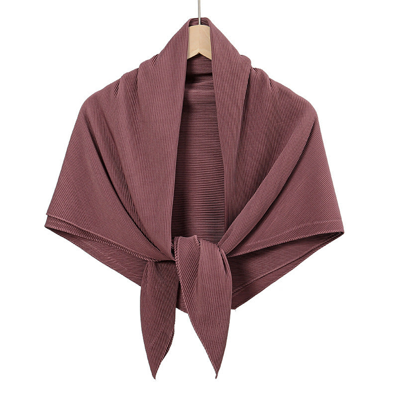 Solid Color Satin Crumpled Large Kerchief Fashion Scarf