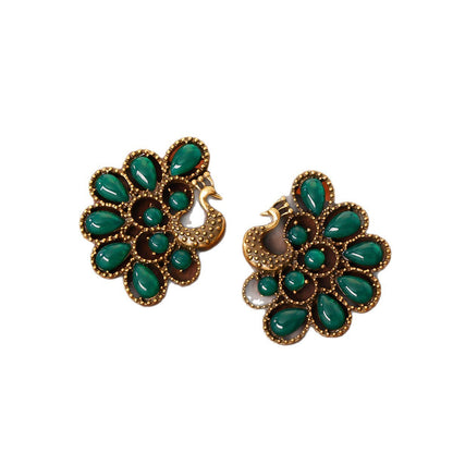 Glass Peacock Earrings Elegant High-grade Earrings