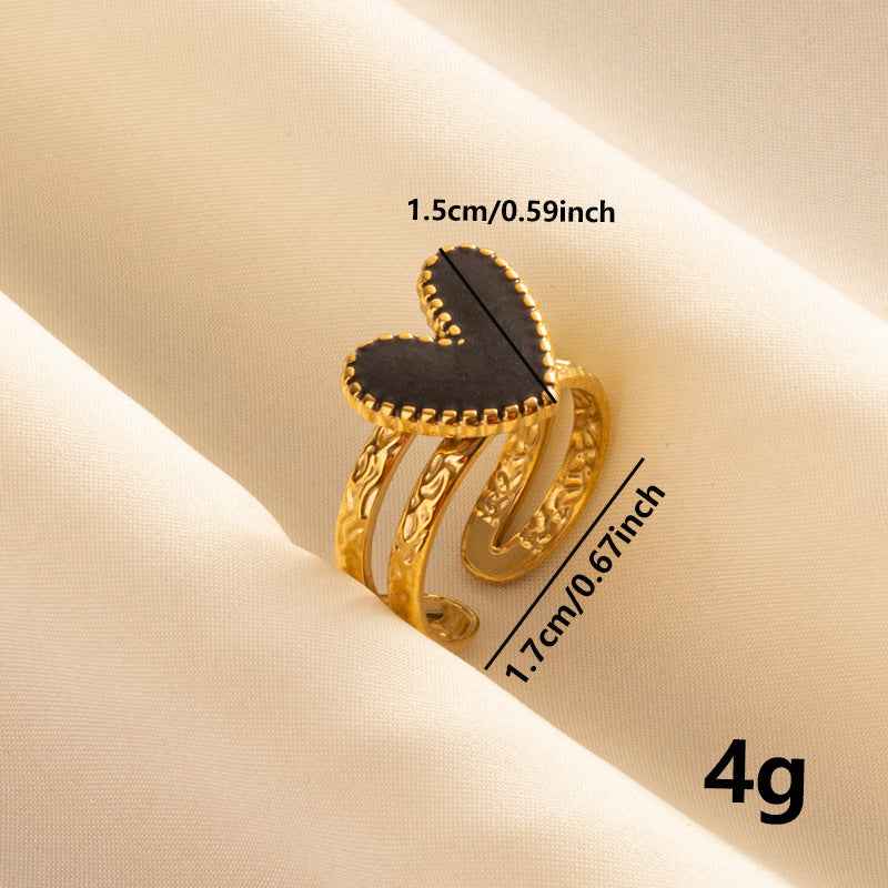 304 Stainless Steel Heart-shaped Drip Open Ring For Women