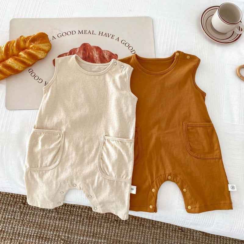 Summer Baby Jumpsuit Nordic Style Male And Female Baby Solid Color Sleeveless Vest - MIQ Store